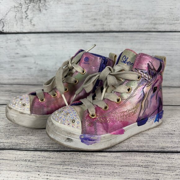 Sketchers Little Girls Twinkle Toes Unicorn Splash High Top Sneakers Sz 11 - Picture 5 of 9